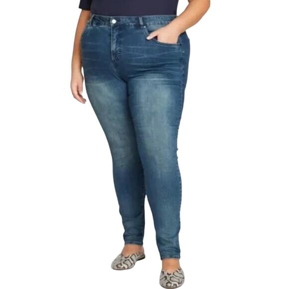Universal Standard Women's Faded Blue Medium Mid Rise Skinny Jeans - Size 32 - Picture 1 of 6